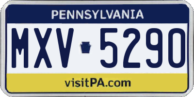 PA license plate MXV5290