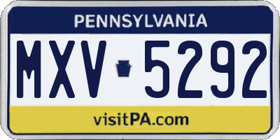 PA license plate MXV5292