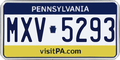 PA license plate MXV5293