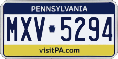 PA license plate MXV5294