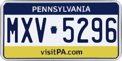 PA license plate MXV5296