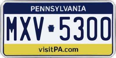 PA license plate MXV5300