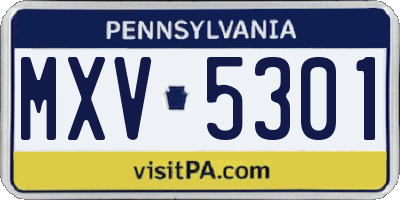 PA license plate MXV5301