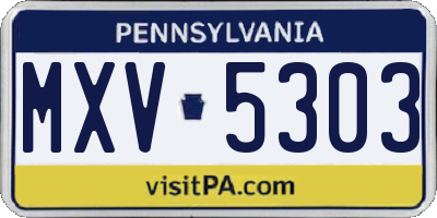 PA license plate MXV5303