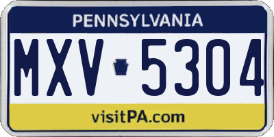PA license plate MXV5304
