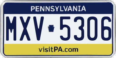 PA license plate MXV5306