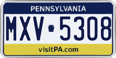 PA license plate MXV5308