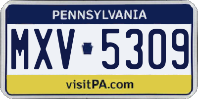 PA license plate MXV5309