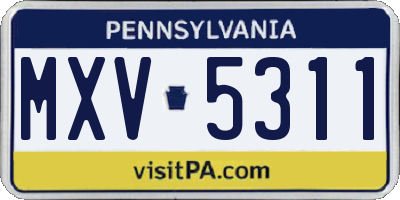 PA license plate MXV5311