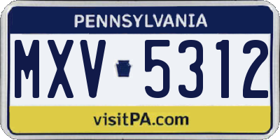 PA license plate MXV5312