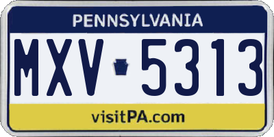 PA license plate MXV5313