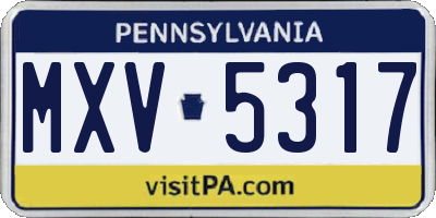 PA license plate MXV5317