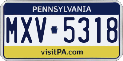 PA license plate MXV5318