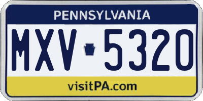 PA license plate MXV5320