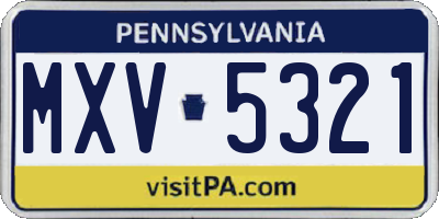 PA license plate MXV5321