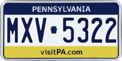 PA license plate MXV5322