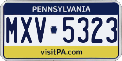PA license plate MXV5323