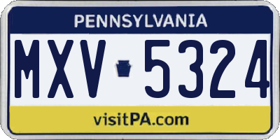 PA license plate MXV5324
