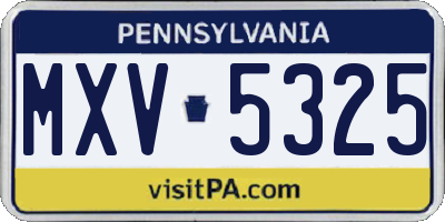 PA license plate MXV5325