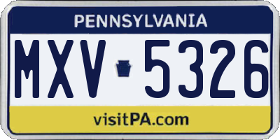PA license plate MXV5326