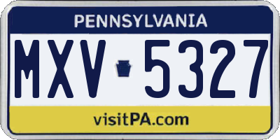 PA license plate MXV5327