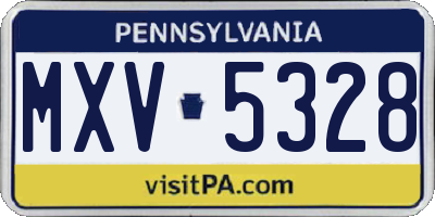 PA license plate MXV5328