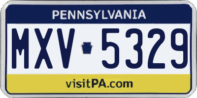 PA license plate MXV5329