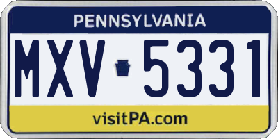 PA license plate MXV5331