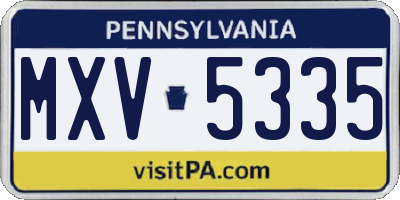 PA license plate MXV5335