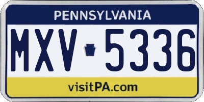 PA license plate MXV5336