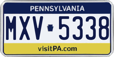 PA license plate MXV5338