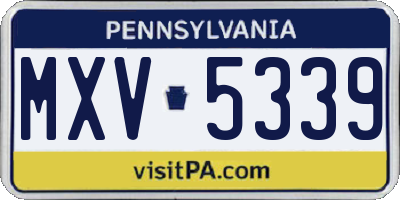 PA license plate MXV5339