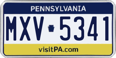 PA license plate MXV5341