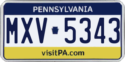 PA license plate MXV5343