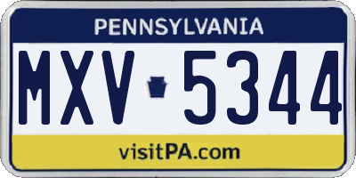 PA license plate MXV5344