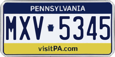 PA license plate MXV5345