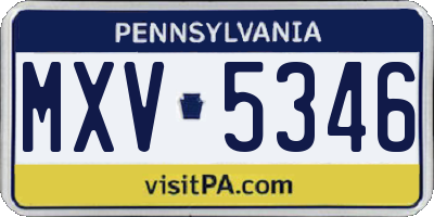 PA license plate MXV5346