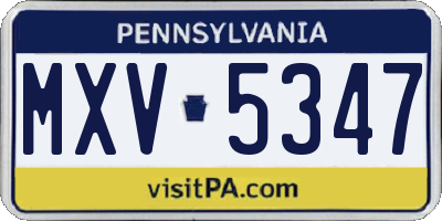 PA license plate MXV5347