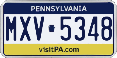 PA license plate MXV5348