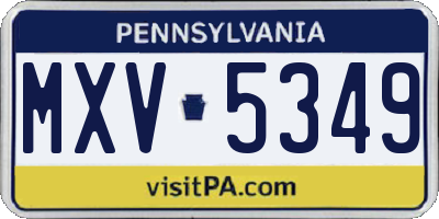 PA license plate MXV5349