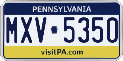 PA license plate MXV5350