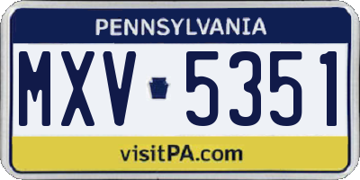 PA license plate MXV5351