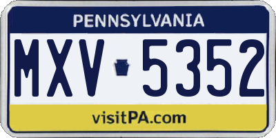 PA license plate MXV5352