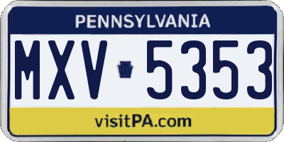 PA license plate MXV5353