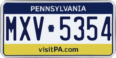 PA license plate MXV5354