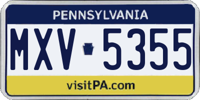 PA license plate MXV5355