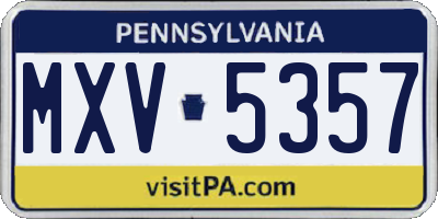 PA license plate MXV5357