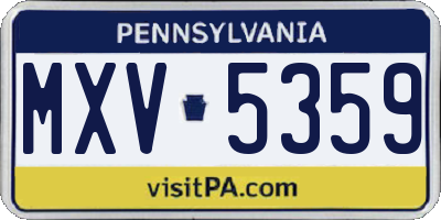 PA license plate MXV5359