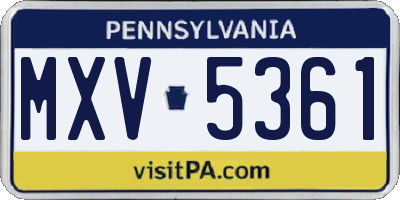 PA license plate MXV5361