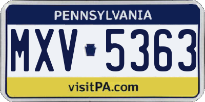 PA license plate MXV5363